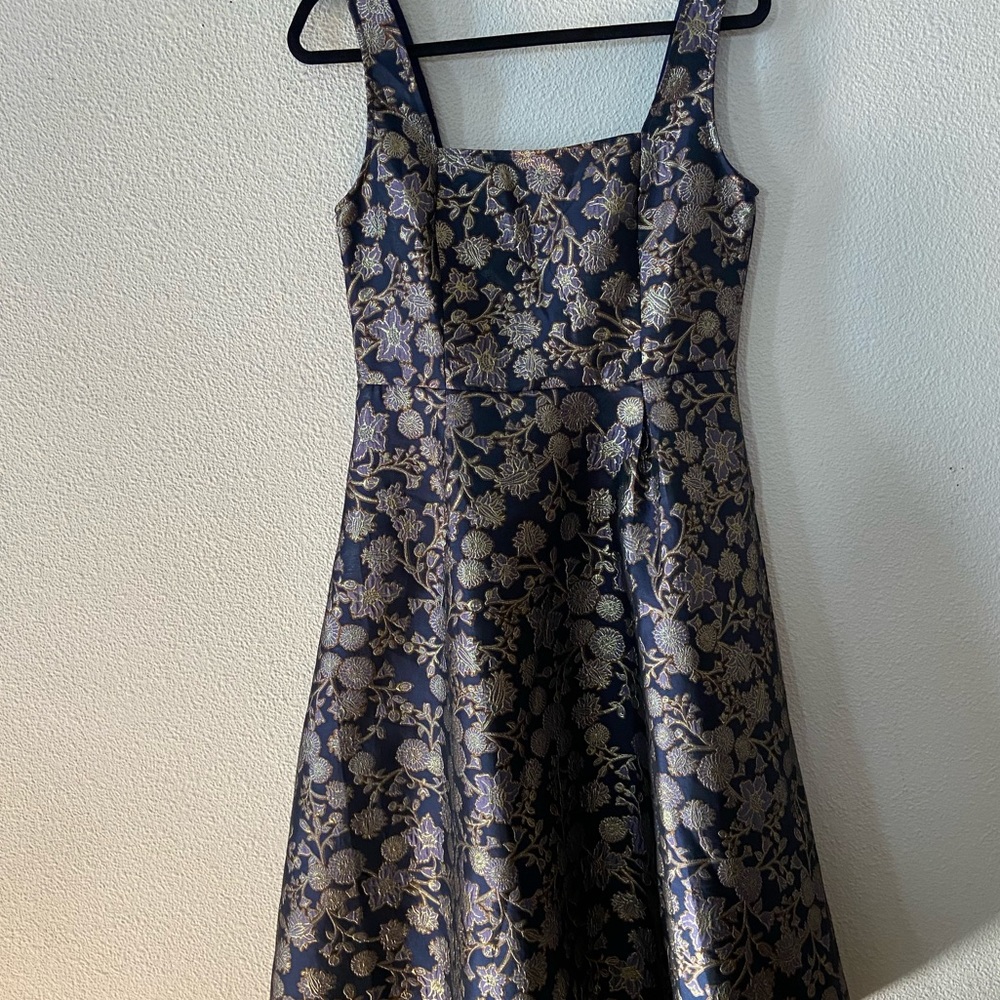 Wedding Guest Dress Elegance in Blue and Gold